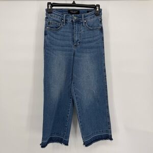 Judy Blue Wide Crop 25 Jeans High Rise Raw Hem Cropped Denim Stretch Jeans Boho